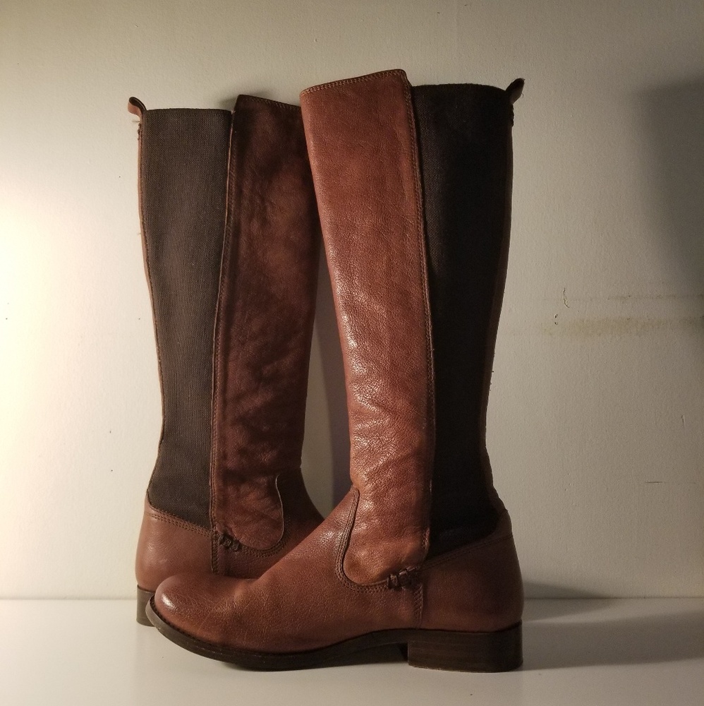 Frye Molly Gore Riding Boot, sz8, Whiskey, Leather